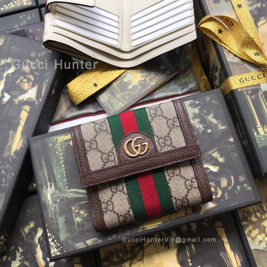 Gucci Ophidia GG French Flap Wallet Beige 523173